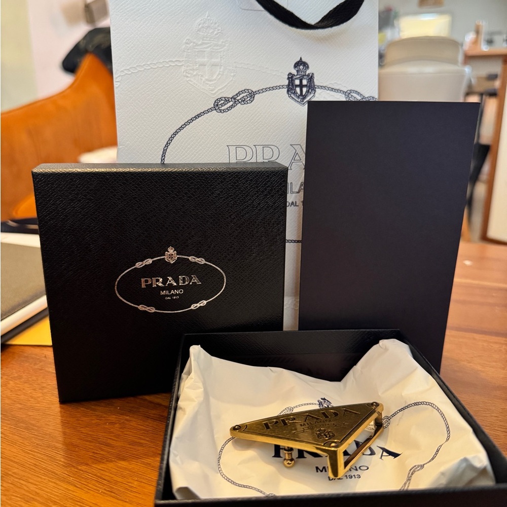Prada Brass Buckle, Brand New with Tags and Box